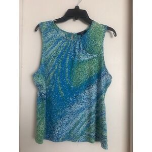 Chaps Ralph Lauren Women's Blue/Green Sleeveless Top Petite XL